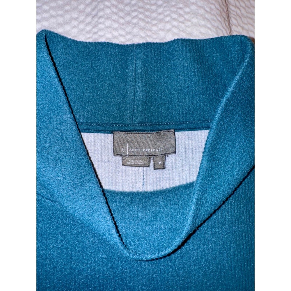Anthropologie Turtleneck Textured Knit‎ Pullover Sweater Teal Green Size M Comfy